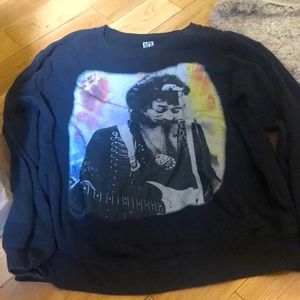Jimi Hendrix Crew Neck Sweatshirt. Red Carpet Noir